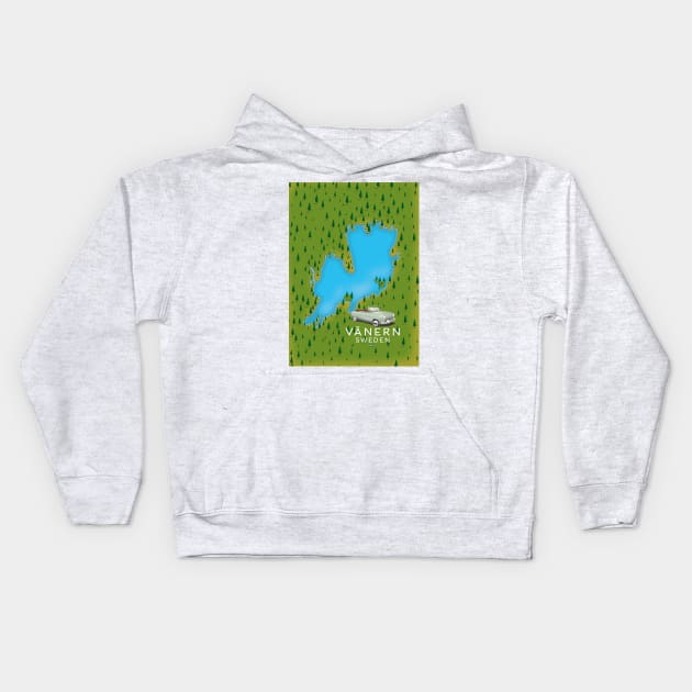 Vänern Sweden lake map poster Kids Hoodie by nickemporium1